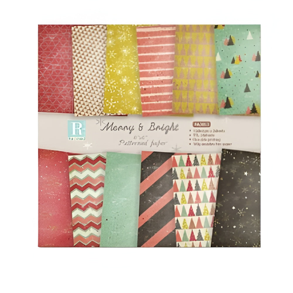 Merry & Bright Printed Scrapbook Paper 6x6" 24 Sheets