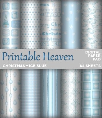 Download - Digital Paper Pad - Christmas - Ice Blue - Printable Heaven