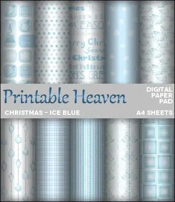 Download - Digital Paper Pad - Christmas - Ice Blue - Printable Heaven