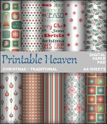 Download - Digital Paper Pad - Christmas - Traditional - Printable Heaven
