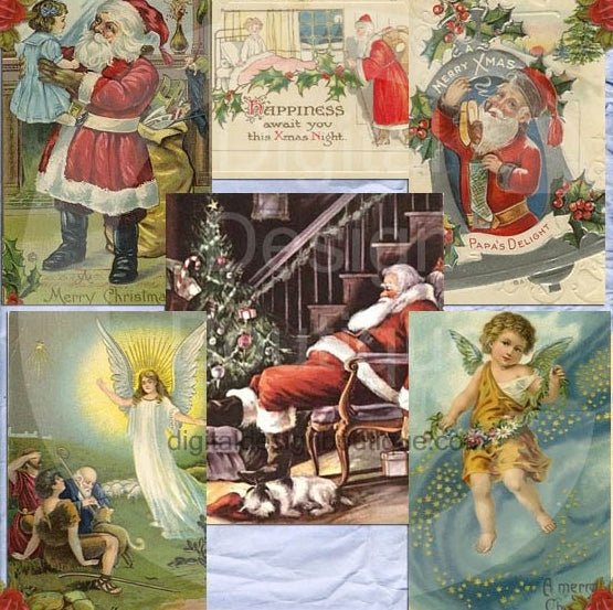 Download - Vintage Christmas Santa and Angel - Printable Heaven