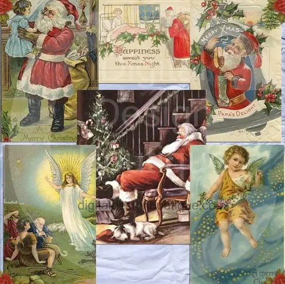 Download - Vintage Christmas Santa and Angel - Printable Heaven