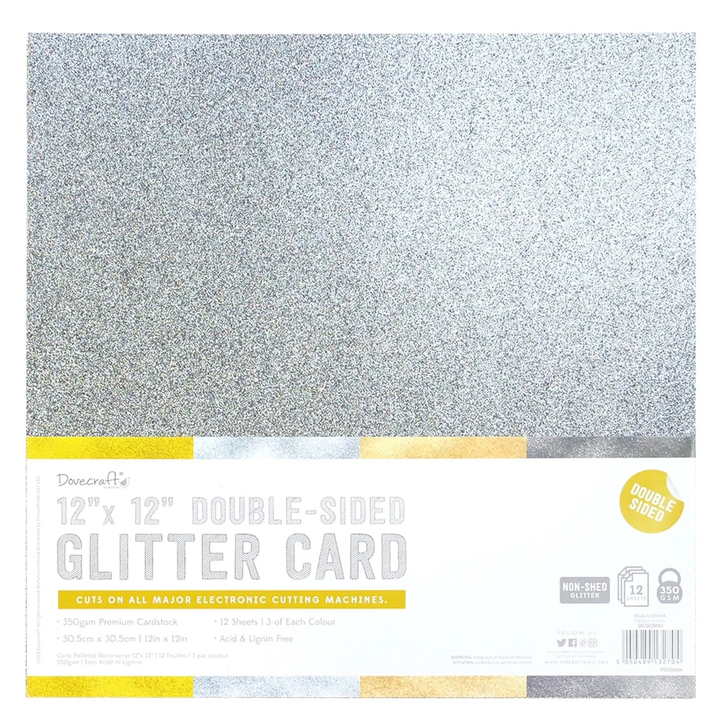 12x12 Double-sided Glitter Bumper pack - Metallics (DCGCD043) - Printable Heaven