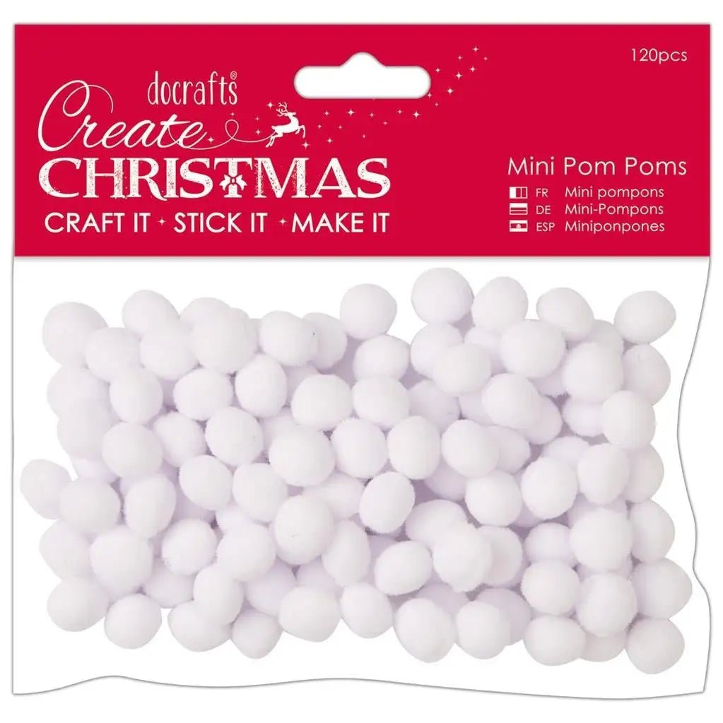 Mini Pom-poms (120pcs) - White (PMA 105956) - Printable Heaven