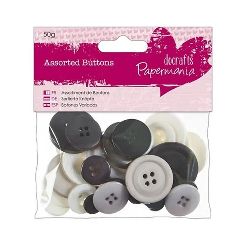 Assorted Buttons (50g) - Monochrome (PMA 354322) - Printable Heaven