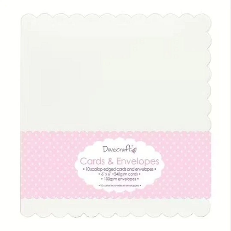 Dovecraft Scallop - Edge 6x6 Cards & Envelopes White (10pk) (DCCE018) - Printable Heaven