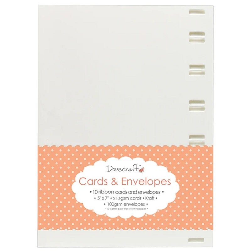 Dovecraft Ribbon 5"x7" Cards & Envelopes (10pk) (DCCE013) - Printable Heaven