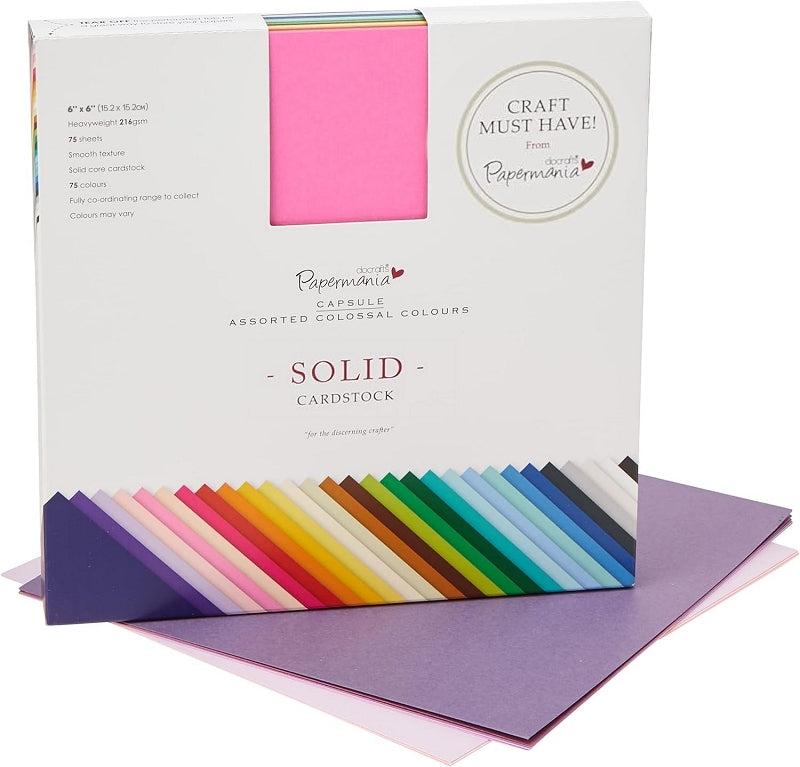 Papermania 6 x 6 Solid Premium Cardstock Colossal 75pcs (PMA