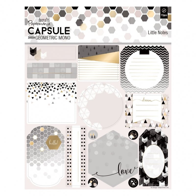 Little Notes (12pcs) - Capsule - Geometric Mono (PMA DCM 066) - Printable Heaven