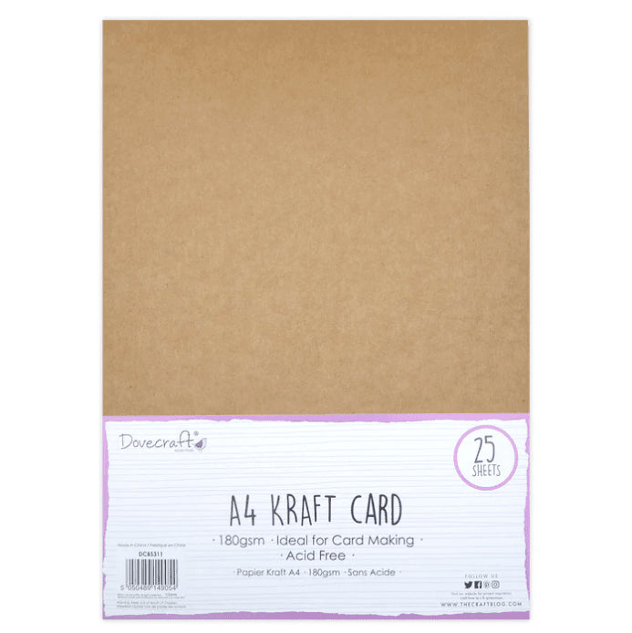 Dovecraft A4 Premium Card 180 gsm - Kraft - 25pk (DCBS311) - Printable Heaven