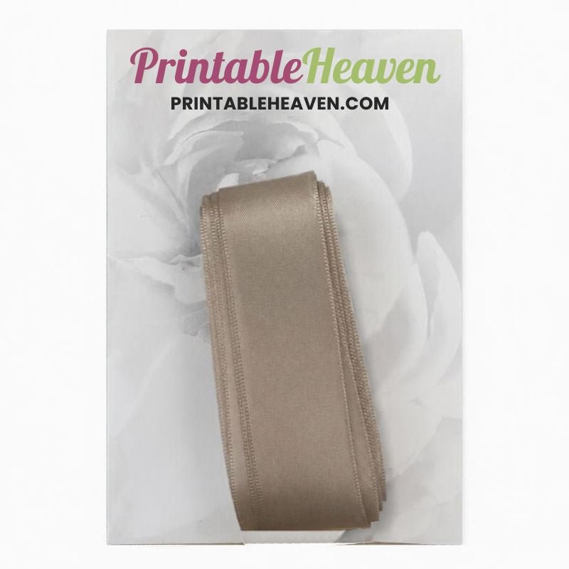 5m Double Faced Satin Ribbon in Mink (25mm width) - Printable Heaven
