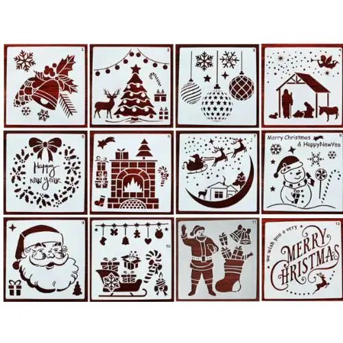Printable Heaven Assorted Christmas Stencils 13x13cm (12pcs) - Printable Heaven