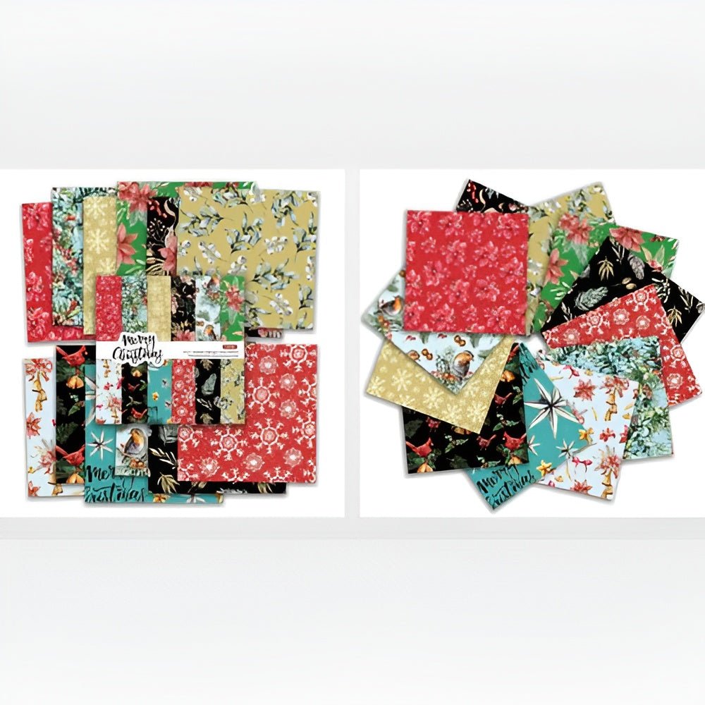 Merry Christmas Printed Scrapbook Paper, 6x6" 24 Sheets - Printable Heaven