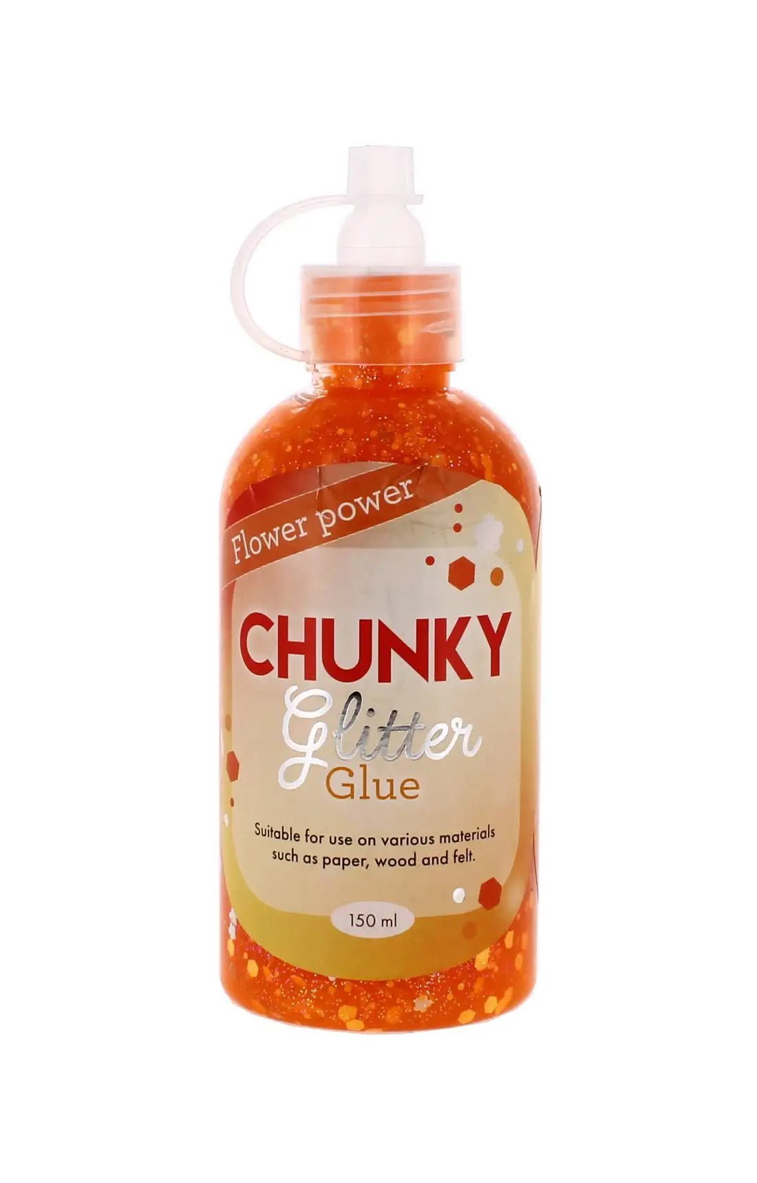 Flower Power Chunky Glitter Glue - Orange 150ml (3010068) - Printable Heaven