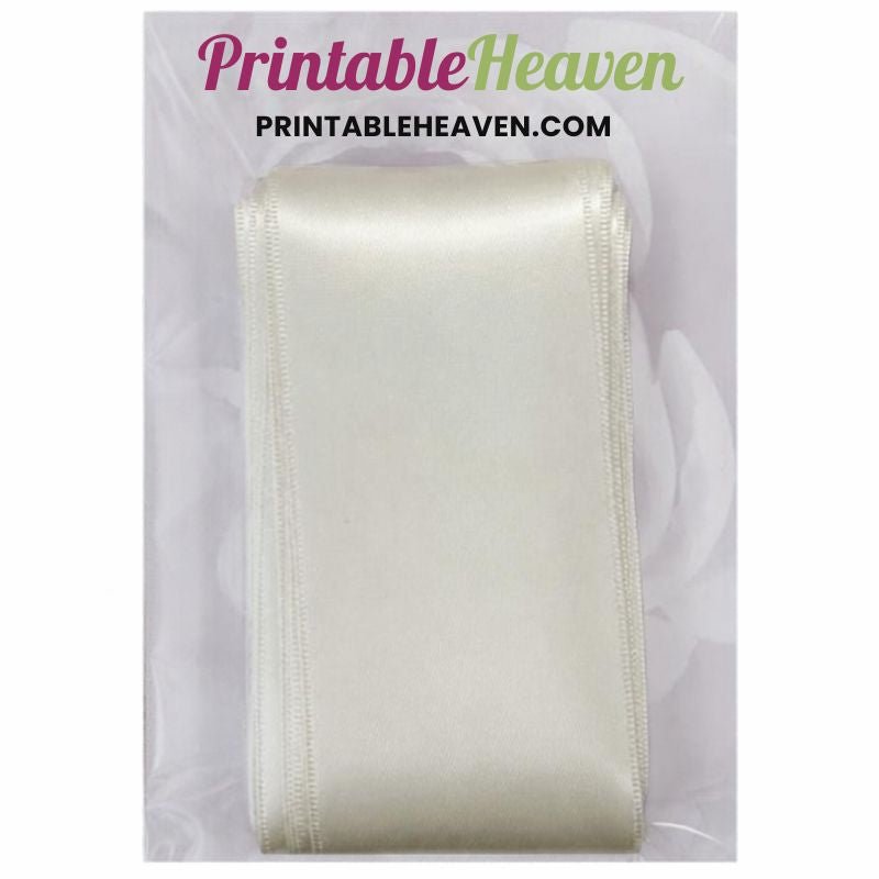 5m Double Faced Satin Ribbon in Antique White (50mm width) - Printable Heaven