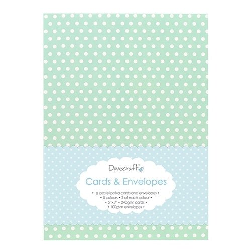 Dovecraft Pastel Polka 5"x7" Cards & Envelopes (8pk) (DCCE007) - Printable Heaven