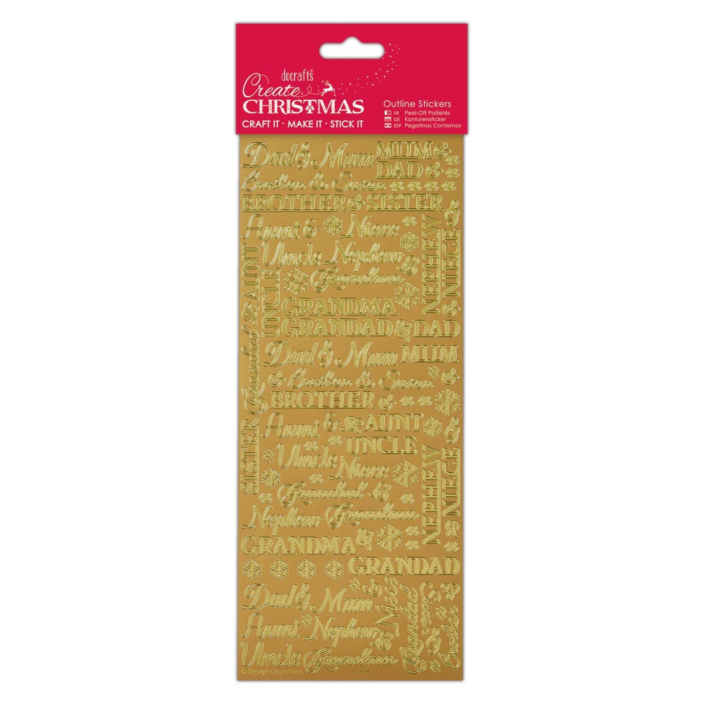 Outline Stickers Xmas Relations, Gold (PMA 810908)