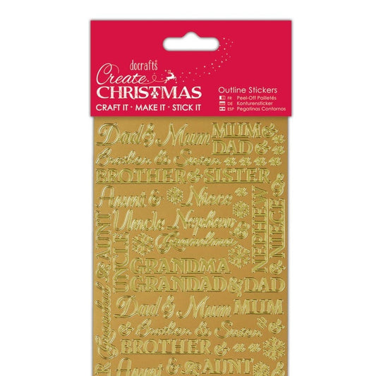 Outline Stickers Xmas Relations, Gold (PMA 810908)