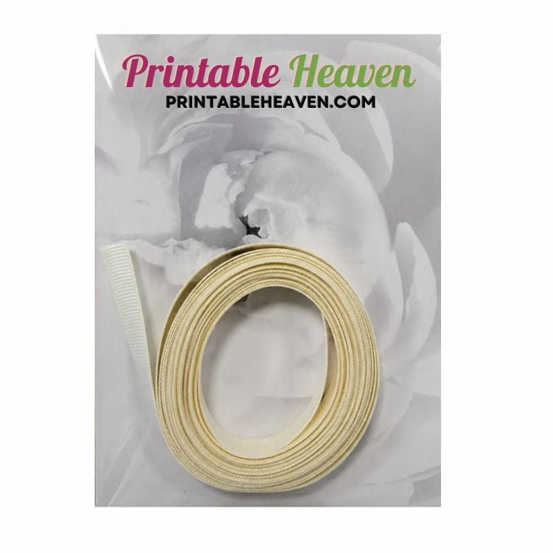 5m Grosgrain Ribbon in Ivory (9mm width) - Printable Heaven