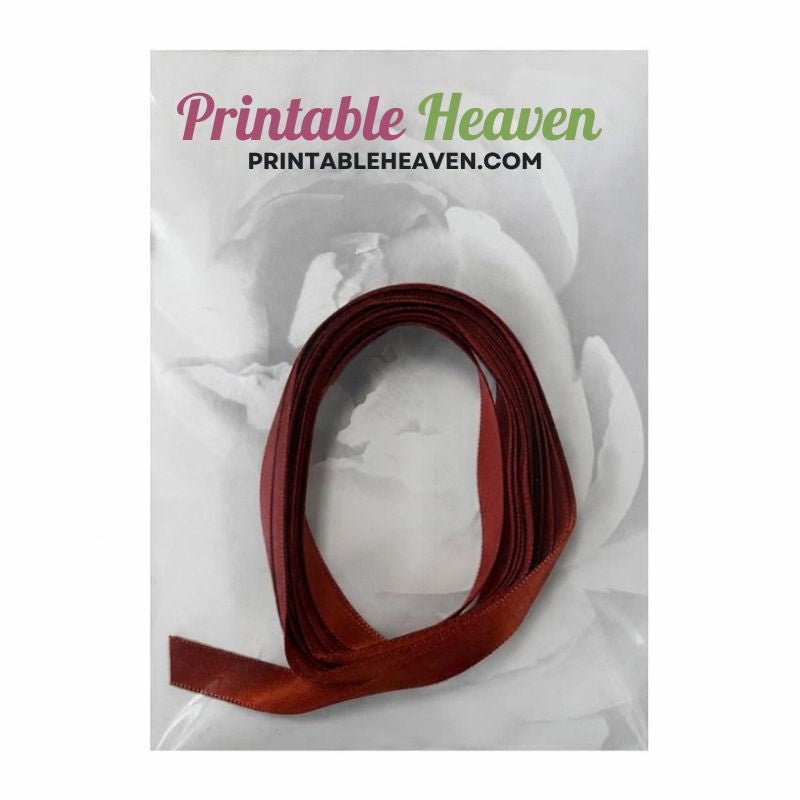 5m Double Faced Satin Ribbon in Rust (9mm width) - Printable Heaven