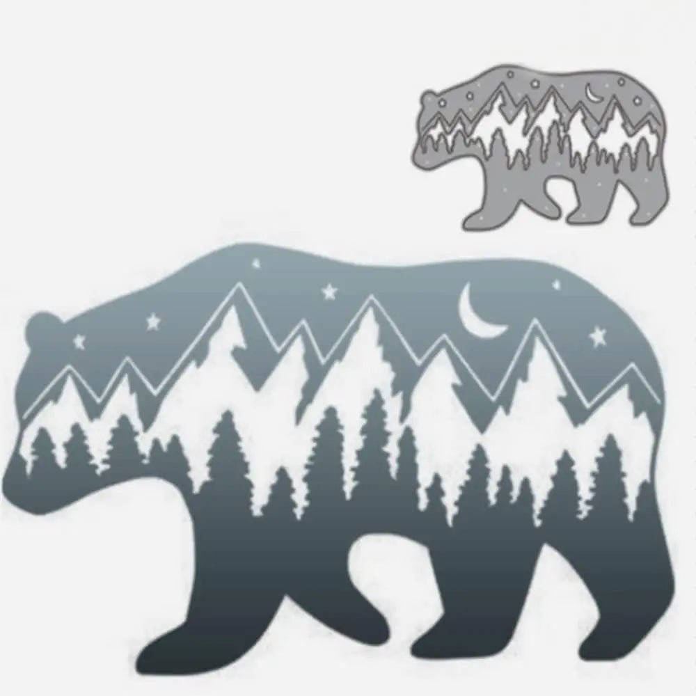 Printable Heaven Large Cutting Die Snowy Mountain Polar Bear (A080) - Printable Heaven