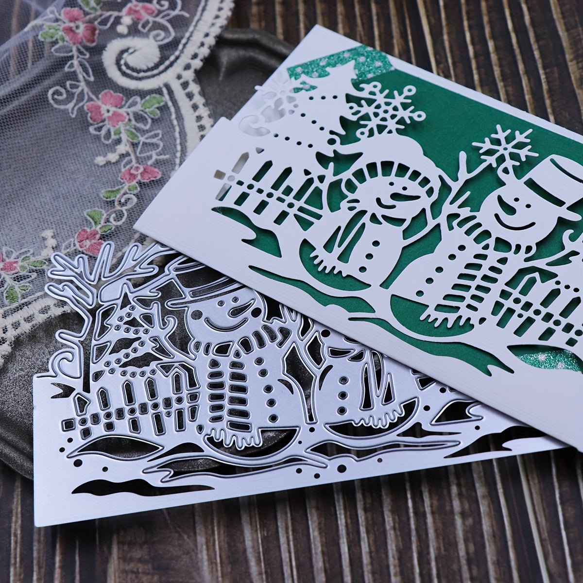 Printable Heaven Large Cutting Die Jolly Snowmen Christmas Garden Scene (A086) - Printable Heaven