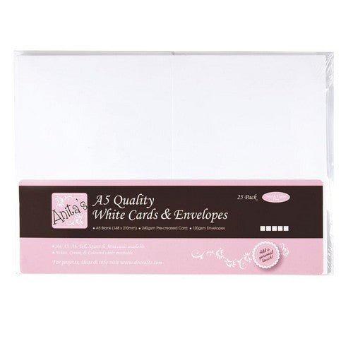 A5 White Cards & Envelopes (25pk) (ANT 1514020) - Printable Heaven