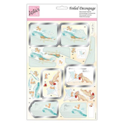 Foiled Decoupage - Dogs At The Seaside (ANT 169956) - Printable Heaven