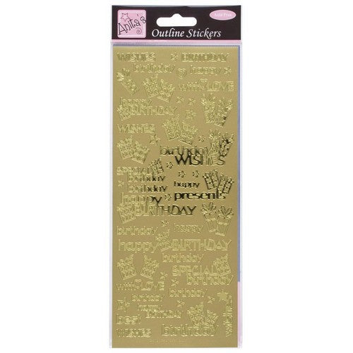 Anita's Outline Stickers - Special Birthday Wishes - Gold (ANT 8101110 )