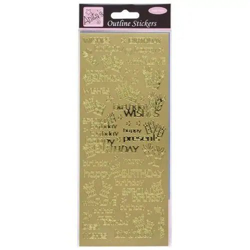 Anita's Outline Stickers - Special Birthday Wishes - Gold (ANT 8101110 ) - Printable Heaven