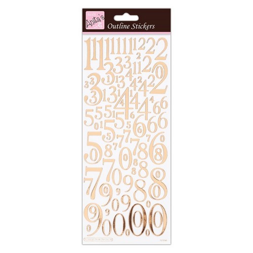 Anita's Outline Stickers - Mixed Numbers - Rose Gold On White (ANT 810291 )