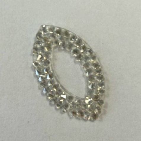 Swarovski Self-Adhesive Marquise in Silvershade, a marquise-shaped teardrop covered in small, clear multifaceted crystals.