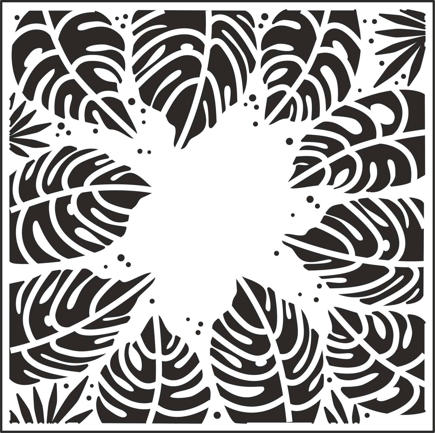 Creative Expressions Sue Wilson Tropical Leaves 7 in x 7 in Stencil (CEST042) - Printable Heaven