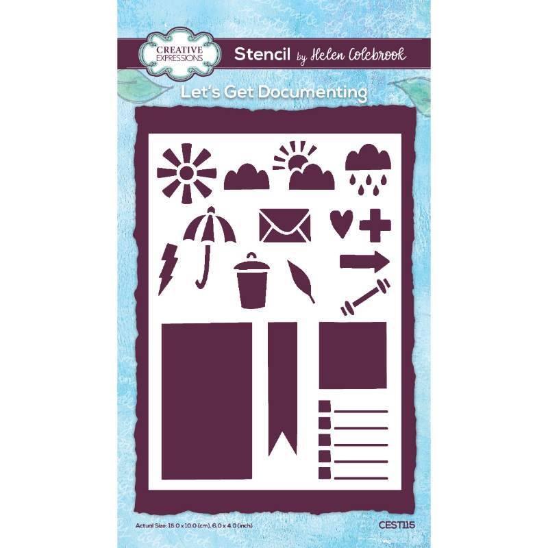 Creative Expressions Helen Colebrook Let's Get Documenting 4 in x 6 in Stencil (CEST115) - Printable Heaven