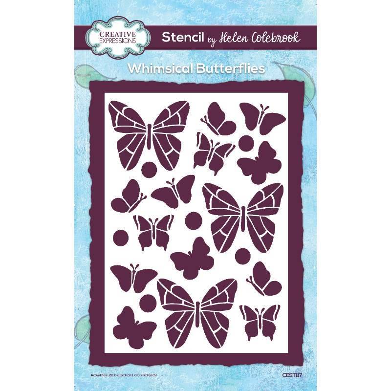 Creative Expressions Helen Colebrook Whimsical Butterflies 6 in x 8 in Stencil (CEST117) - Printable Heaven