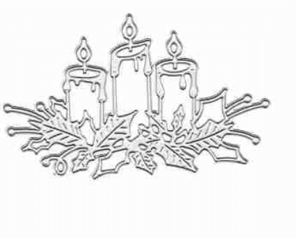 Christmas Candle & Holly Cutting Die (1 PC) (D001) - Printable Heaven