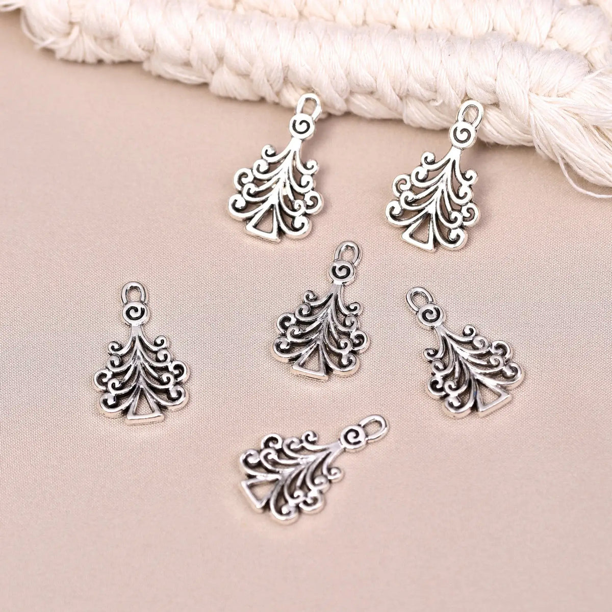 Christmas Tree Metal Charms (6pcs) (MLB-008) - Printable Heaven