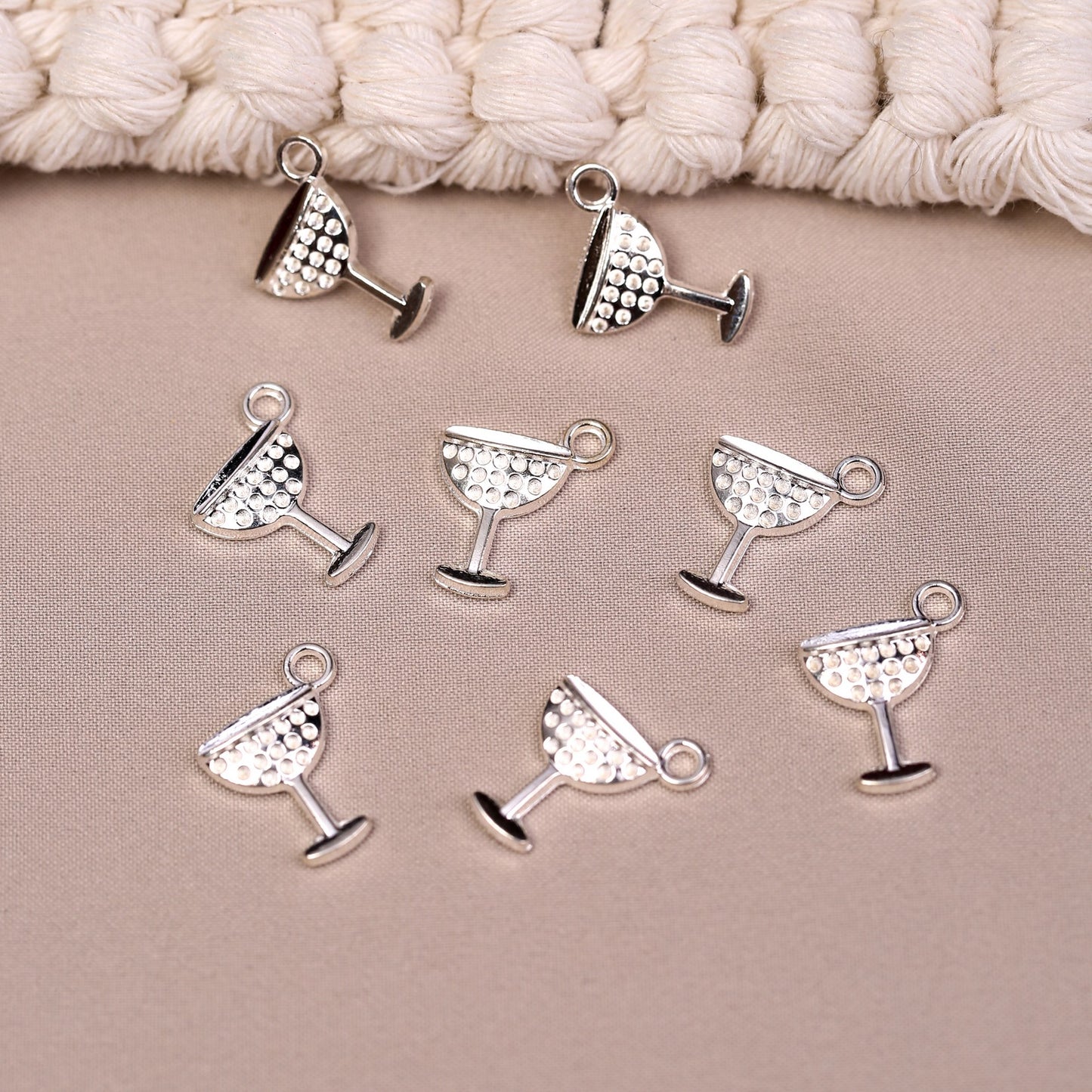 Cocktail Glass Metal Charms (8pcs) (MLB-014)