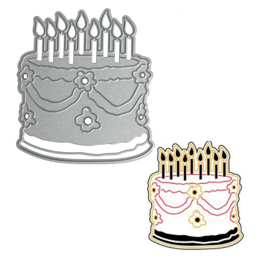 Printable Heaven Cutting Die Card Front Traditional Birthday Cake with Candles (D046)