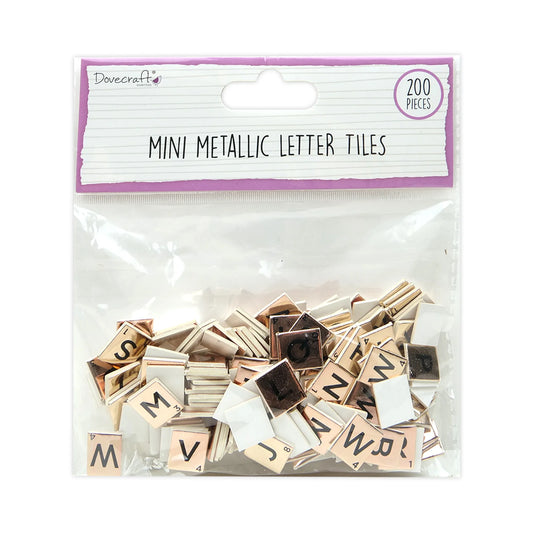 Dovecraft Mini Metallic Letter Tiles - Rose Gold Foiled (DCBS265)