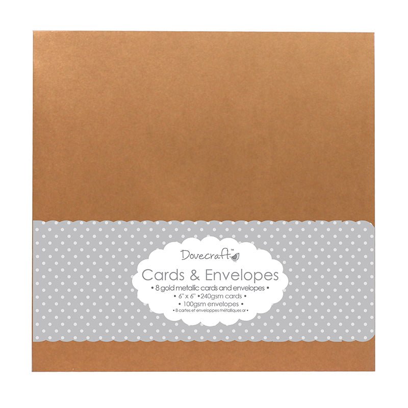 Metallic Gold 6x6 Cards & Envelopes (8pk) (DCCE002) - Printable Heaven
