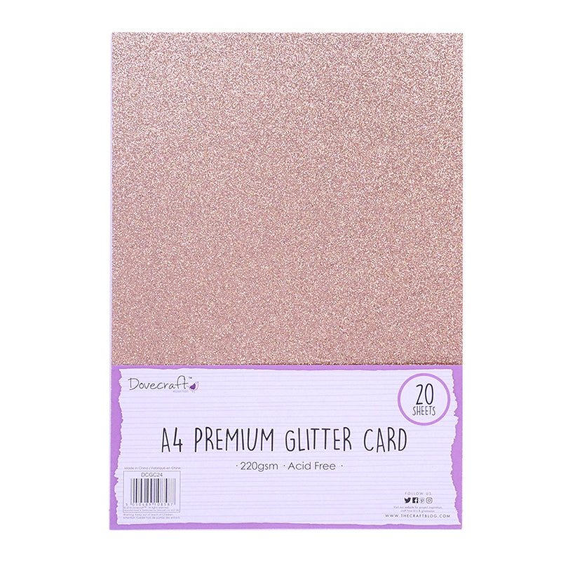 Dovecraft A4 Glitter Card Light Rose Gold (DCGC24) - Printable Heaven