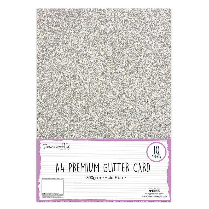 A4 Glitter Card Silver 300gsm 10 Sheets (DCGCD009)
