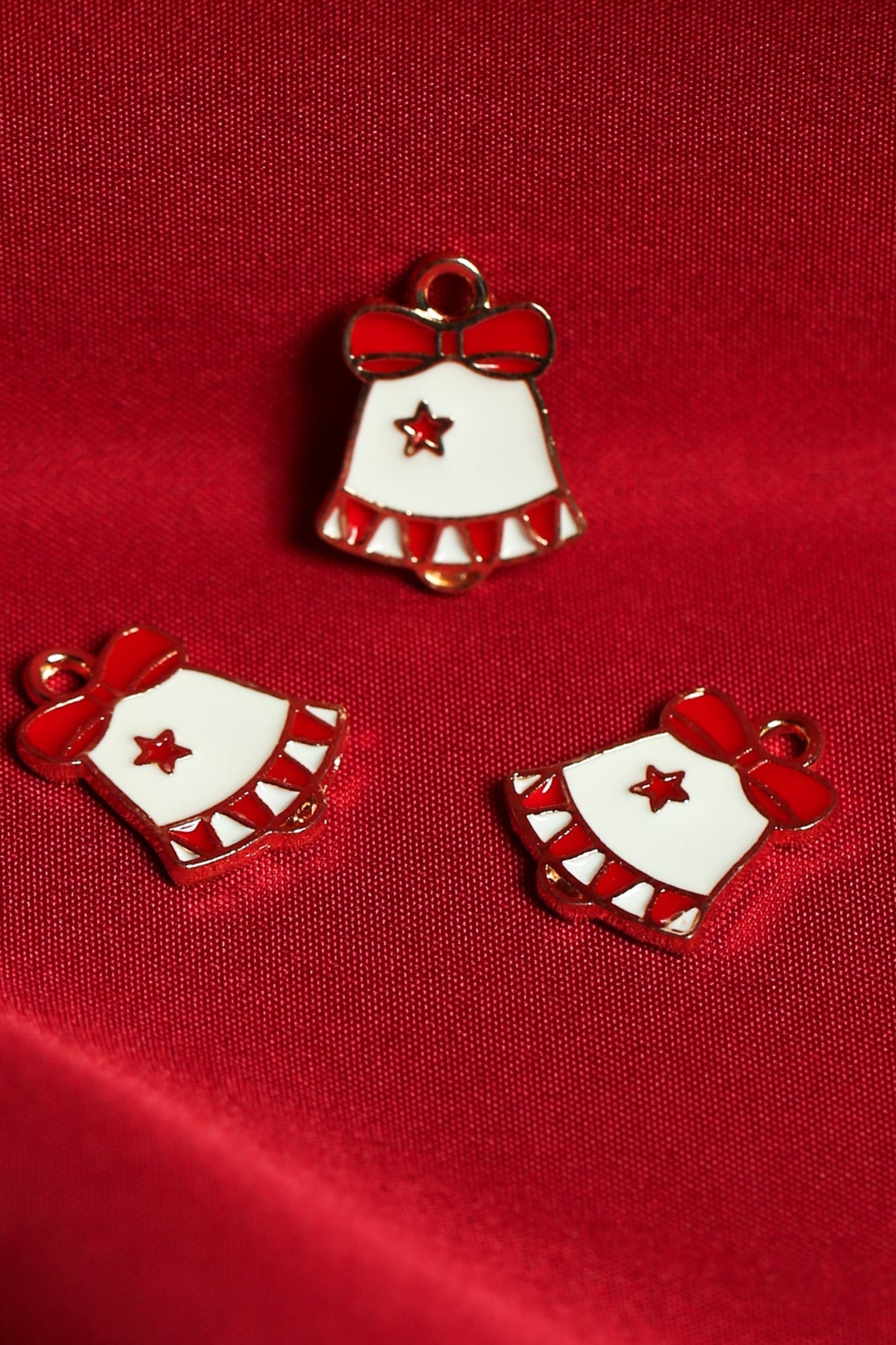Christmas Bell Metal Charms (3pcs) (MLB-054)