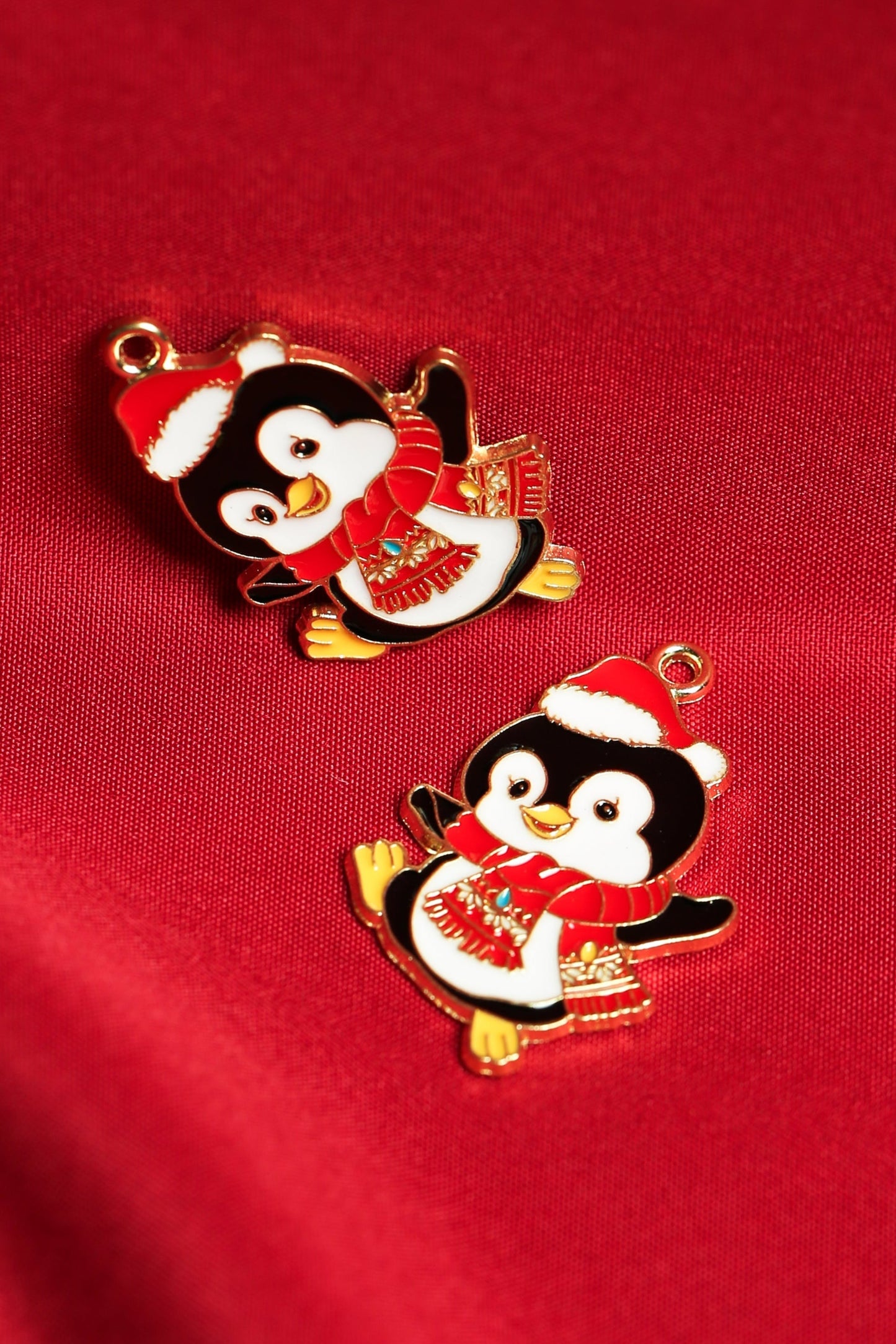 Christmas Penguin Metal Charms (2pcs) (MLB-056)