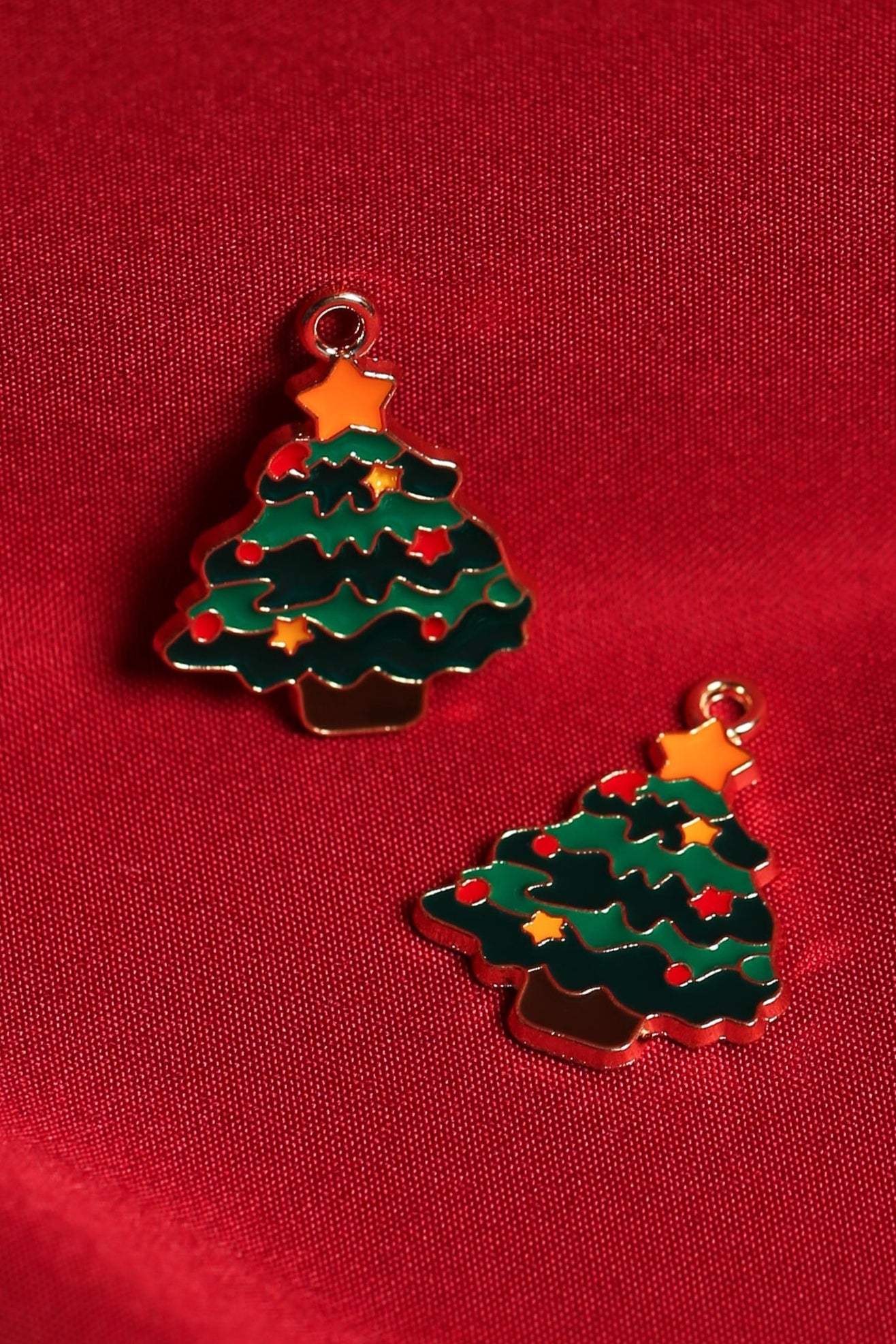 Christmas Tree Metal Charms (2pcs) (MLB-058)