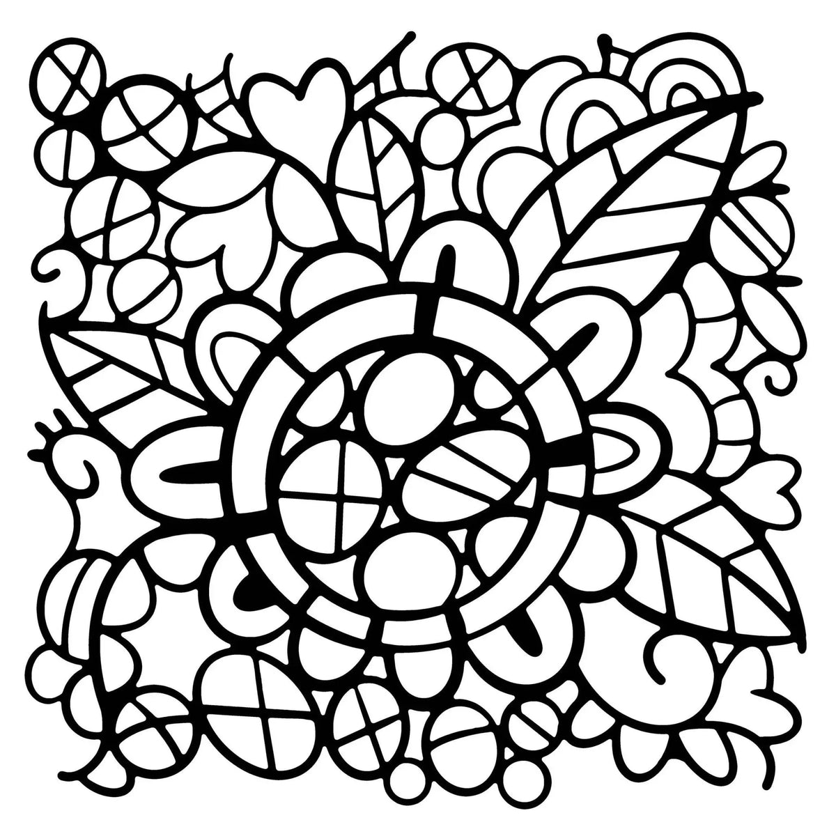 Woodware Flower Doodle 6.8 in x 6.8 in Stencil (FRST045) - Printable Heaven