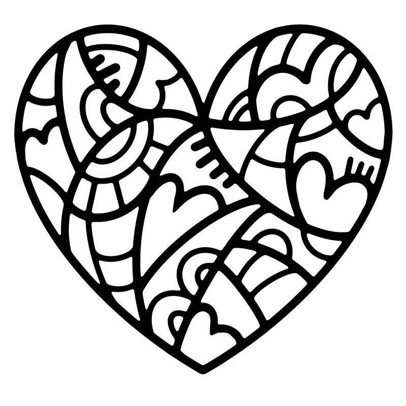 Woodware Doodle Heart 5.5 in x 5.25 in Stencil (FRST047) - Printable Heaven