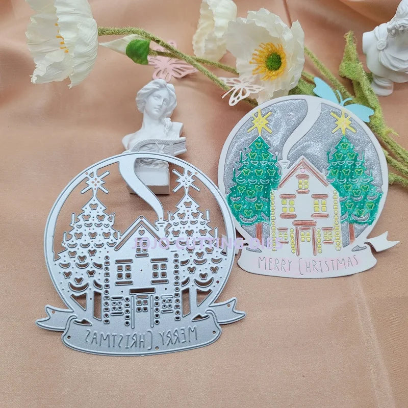 Printable Heaven Large Cutting Die - Merry Christmas House and Tree (1pc)
