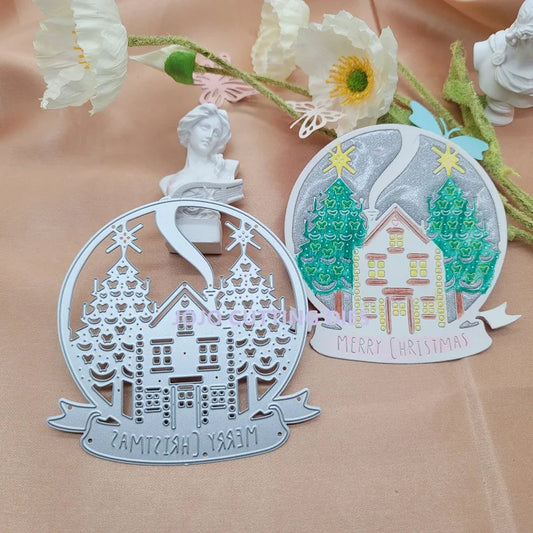 Printable Heaven Large Cutting Die - Merry Christmas House and Tree (1pc)